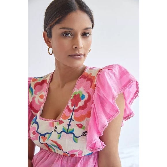 NEW Plenty by Tracy Reese Pink Babydoll Embroidered Blouse - Picture 14 of 14